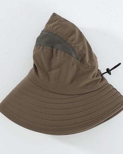 Home Prefer UPF 50+ Mens Wide Brim Fishing Hat with Neck Flap Sun Hat for Men Women Sun Protection Cap