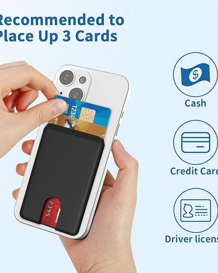 Senose Phone Card Holder, Silicone Anti Slip Out Phone Wallet Stick On Credit Card Holder, Id Card Pouch Compatible for iPhone 13/12 Pro Max Samsung Galaxy Smartphone, 3 Pack (Black)