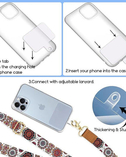 Phone Lanyard Crossbody Strap, Boho Bohemian Cell Phone Lanyards for around the Neck Wristlet Wrist Strap Adjustable for Key Case ID Badges Accessories Travel Essentials
