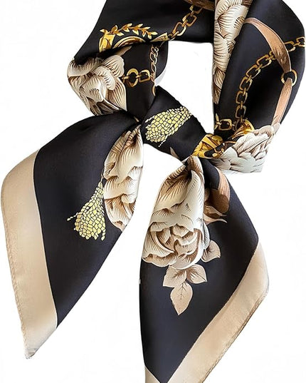 MINIDORA Satin Scarves for Women 27.5 × 27.5 inches Medium Square Elegant Silk Feeling Head Scarf