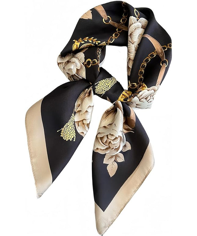 MINIDORA Satin Scarves for Women 27.5 × 27.5 inches Medium Square Elegant Silk Feeling Head Scarf