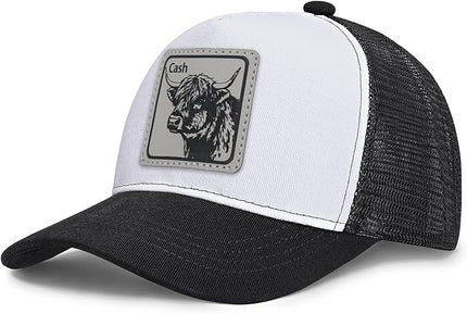 Animal Trucker Hats Leather Pattern Adjustable Snapback Mesh Animal Baseball Cap for Men