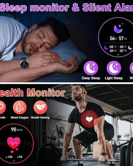Smart Watch for Men Fitness Tracker: Bluetooth Waterproof Make Answer Call Digital Mens Watches Running Smartwatch for Android Phones iPhone Samsung Compatible Step Pedometer Sleep Heart Rate Monitor