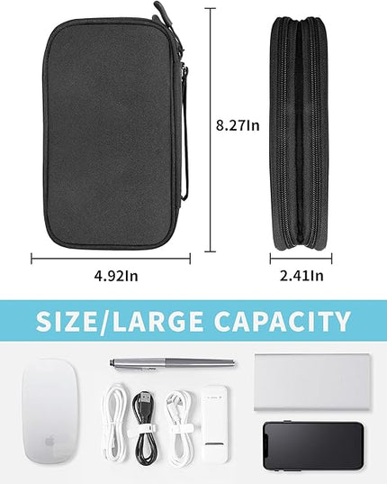 Electronics Organizer Travel Case,Electronic Accessories Storage Bag,Portable Waterproof Cable Organizer Bag,Travel Cord Organizer Bag for Small Charging Cord Storage,Cables,SD Card-Black