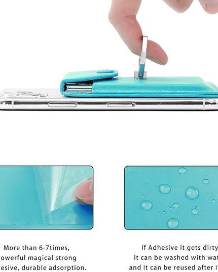 Cell Phone RFID Ring Stand - Wallet Holder for iPhone, Android & All Smartphones - Adhesive Credit Card Holder - Green