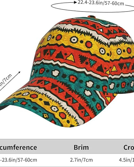 African Ethnic Tribal Style Baseball Cap for Men Women, Fashion Adjustable African Hat Casual Trucker Hats Sun Caps