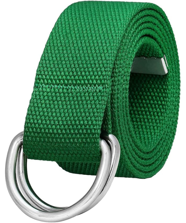 Falari Canvas Web Belt Metal Double D Ring Buckle for Men Women Casual Cloth Military Style Belt 1 1/2" Wide