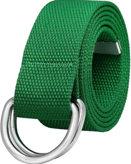 Falari Canvas Web Belt Metal Double D Ring Buckle for Men Women Casual Cloth Military Style Belt 1 1/2" Wide