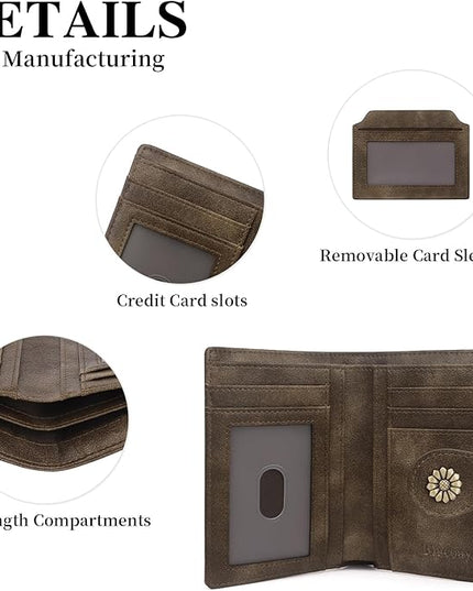 Blucoay Womens Wallet,RFID Blocking Wallet Women Soft Leather Bifold Wallets For Women Card Holder With Removable ID Window partridge