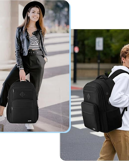 Paude Black Backpack,School Backpack for Teens Adults Laptop Bookbag for High School College Students Back Pack for Work