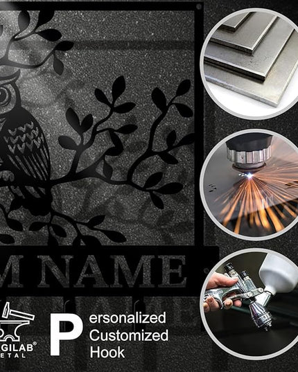 Personalized Custom Name Birds of Trees Wall Key Hooks,Metal Birds of Trees Art Clothes Hooks,Metal Birds of Trees Wall Home Storage Decorative,For Front Door, Hallway, Kitchen, Bedroom (Style I)