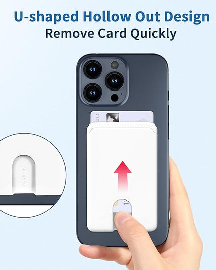 Senose Card Holder for Phone Case, Silicone Phone Wallet Stick On Credit Card Holder, Id Card Pouch Compatible for iPhone 16/15/14/13/12 Pro Max Samsung Galaxy and Most Smartphones, 3 Pack (White)