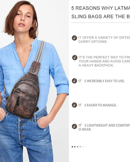 7L Sling Bag For Women Men Backpack Fanny Pack Crossbody Chest Travel Shoulder Belt Bags Purse Handbag PU Leather