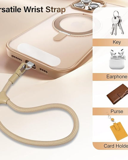 Dadanism Phone Wrist Strap, Universal Adjustable Hand Wrist Strap Lanyard for iPhone 17 and Most Smartphones, Multifunctional Patch Lanyard with Phone Tether Tab for Women and Men, Camel