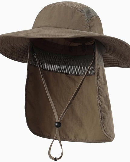 Home Prefer UPF 50+ Mens Wide Brim Fishing Hat with Neck Flap Sun Hat for Men Women Sun Protection Cap