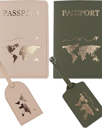 Passport Wallets Travel Holder Set,Passport Case,newlywed travel gifts for Couples,Honeymoon gift,Slim Passport Case Covers and Organizer Slots Couple Travel Luggage Tags,Bridal Shower Gift