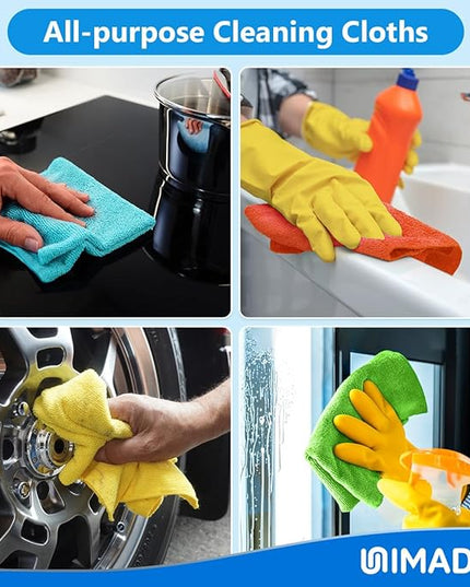Microfiber Cleaning Cloth, 50PK Reusable Shop Rags Bulk Microfiber Cleaning Cloth Lint Free Cleaning Towels for Car Kitchen Automotive Bar Mechanic Restaurant Garage, 11.5"x11.5", Multicolor