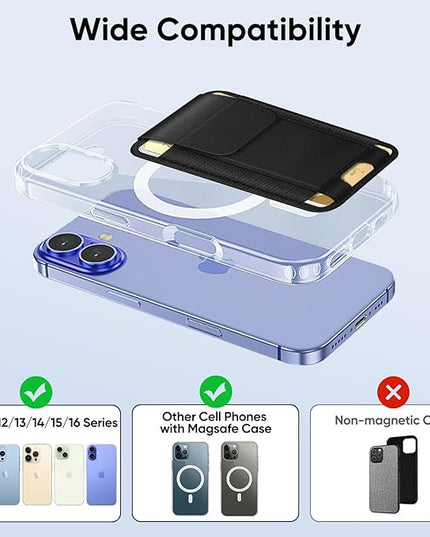 FINPAC MagSafe Wallet, Magnetic Card Wallet Holder for iPhone 17/16/15/14/13/12 Series, Safe RFID Blocking Slim Leather 6 Card Holder for Women Men