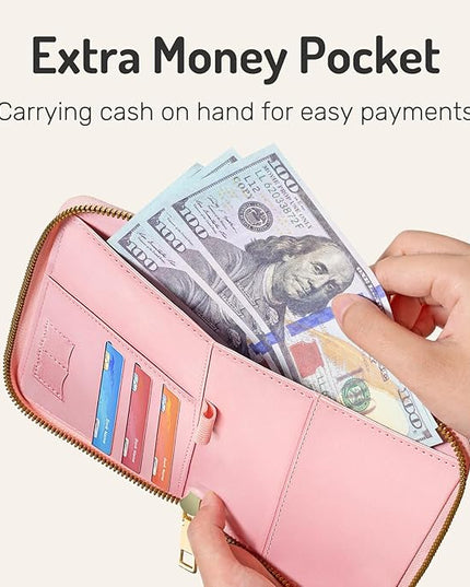 Forvencer Passport Holder Cover with Safe Zipper Closure, Premium Passport Wallet for Travel, Cute RFID Blocking Card Case, Waterproof Travel Accessories for Women, Hot Pink