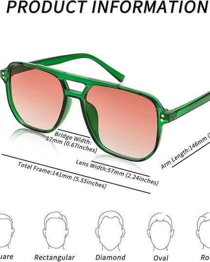 FEISEDY Retro Square Aviator Sunglasses Women Men 70s Vintage Trendy Plastic Frame Sun Glasses B2835