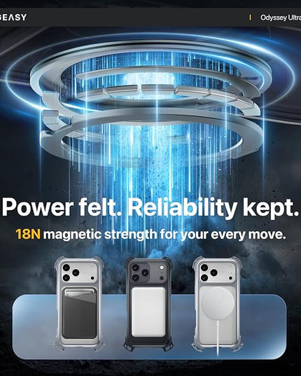 MAGEASY Compatible with iPhone 17 Pro 6.3" Case with 360° Stand - 25ft Ultimate Drop Protection, Work with MagSafe, Crossbody Utility Strap, Aluminum Frame | Odyssey Ultra M (Mist)