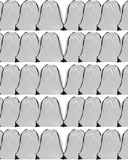 GoodtoU Drawstring Bags Bulk, 40 Pcs Draw String Bags Cinch Bag Drawstring Gym Bag Sackpack Backpack for Women Men, White