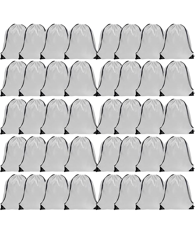 GoodtoU Drawstring Bags Bulk, 40 Pcs Draw String Bags Cinch Bag Drawstring Gym Bag Sackpack Backpack for Women Men, White