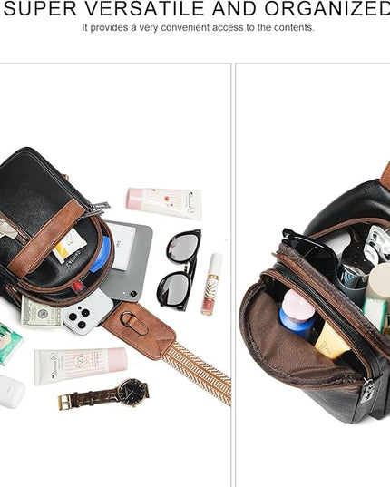 7L Sling Bag For Women Men Backpack Fanny Pack Crossbody Chest Travel Shoulder Belt Bags Purse Handbag PU Leather