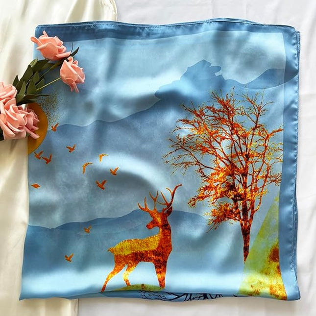 Julunar Silk Like Head Scarf for Women - Satin Large Hair Scarves - 35" Square Silk Hair Wrap for Sleeping with Gift Packed