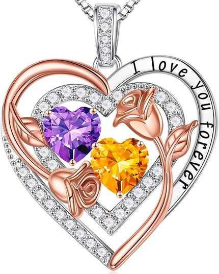 Iefil Christmas Gifts for Women - Sterling Silver Birthstone Necklace Anniversary Birthday Gifts for Her Wife Mom Daughter