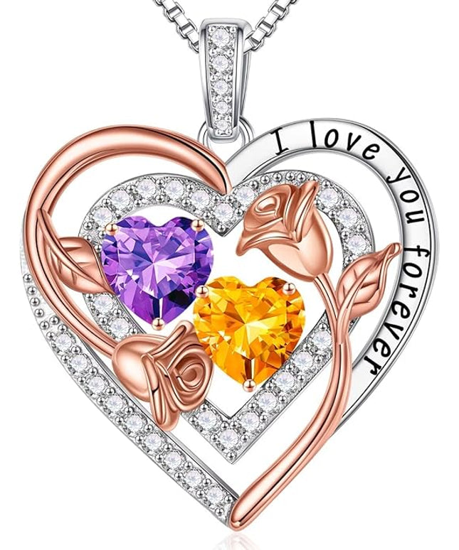Iefil Christmas Gifts for Women - Sterling Silver Birthstone Necklace Anniversary Birthday Gifts for Her Wife Mom Daughter