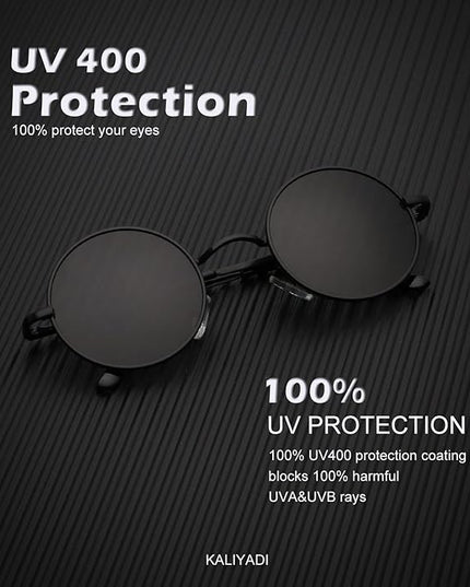 KALIYADI Round Polarized Sunglasses for Men Women Retro Metal Hippie Circle Style Sun Glasses UV Protection