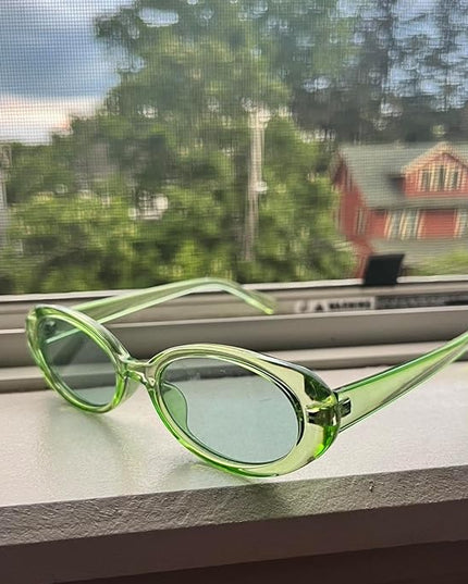 90s Sunglasses for Women Men Retro Small Oval Sunglasses