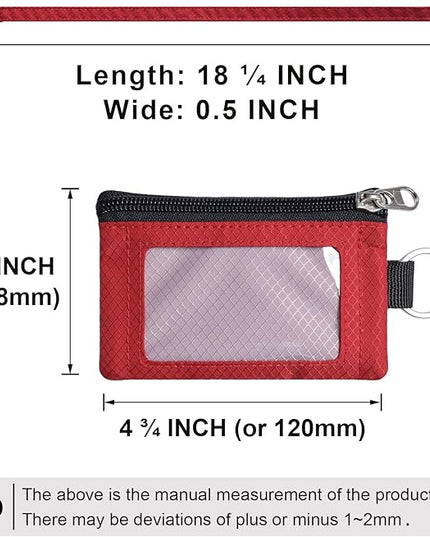 Minimalist RFID Blocking Small Wallet with ID Window,WaterResistant Zip Id Case Wallet with Lanyard Keychain for Cards,Cash,Travel,Women,Men