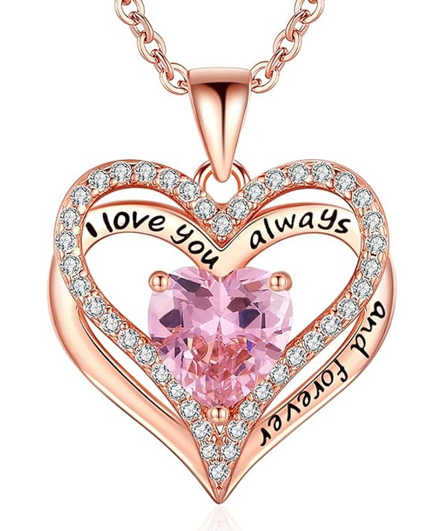 S925 Sterling Silver Necklace for Women, Wife Jewelry Rose Gold, Mom Birthday Valentines Mothers Day Gifts, Girlfriend Necklaces, Daughter Heart Jewel, Anniversary for Her