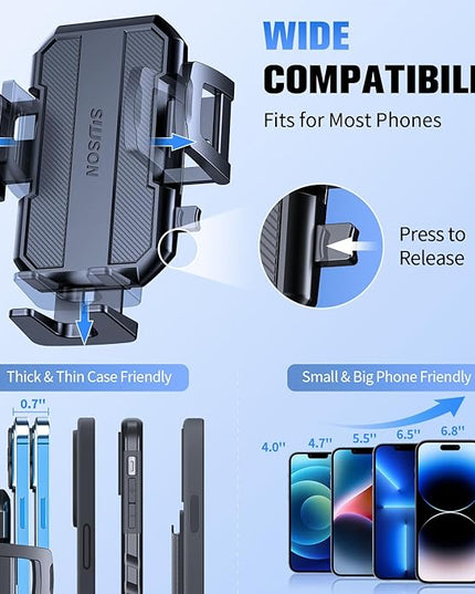 3 in 1 Car Phone Holder, Dashboard & Windshield & Vent Universal Car Mount Phone Holder for Your Car, Cell Phone Holder Truck for iPhone 17 16 15 Pro Max 25 Samsung, Matte Black