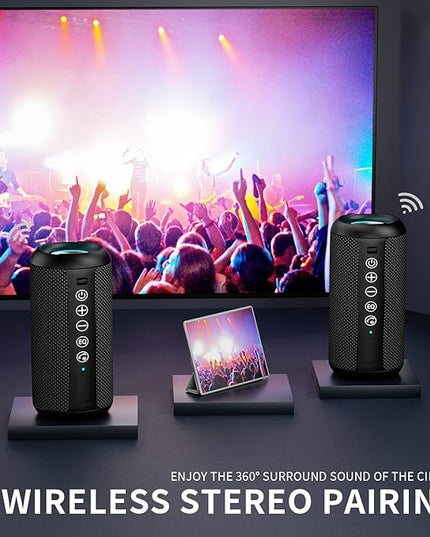 Ortizan Portable Bluetooth Speaker: IPX7 Waterproof, Wireless, Big Sound, Deep Bass, Dual Pairing, 30H Playtime, Valentines Day Gifts for Him, Birthday Gifts for Men Women, Adult White Elephant Gifts
