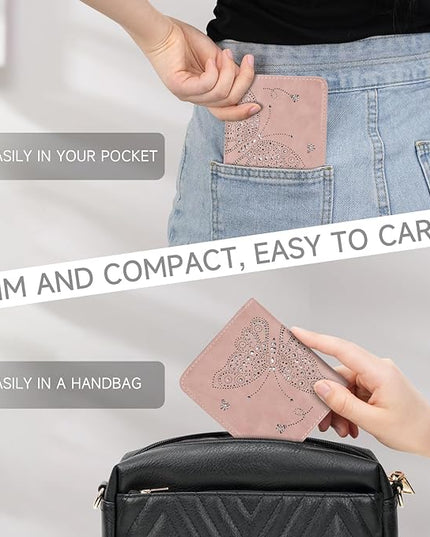 KITEVIUN Small RFID Wallet Women Ultra Thin Slim Womens Wallet Mini Compact Bifold Pocket Ladies Wallets for Women PINK