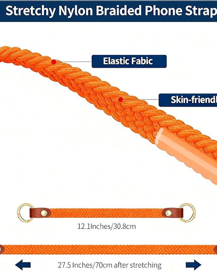 Stretchy Phone Lanyard Tether, 2 Pack Phone Leash Anti-theft Phone Strap for Anti-drop Outdoor Hiking Cycling Climbing Universal for Most Cell Phones, Orange