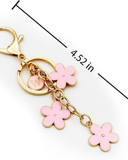 Cute Initial Letter Keyring for Women Girls Nice Flower Keychains for Handbag Backpack