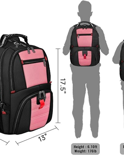 YOREPEK Travel Backpack, 50L Laptop Backpacks for Men Women, Water Resistant Airline Approved Bag with USB Charging Port Fits 17 Inch Computer, Pink