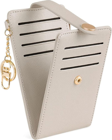 POIUGOYA Slim Wallet for Women,RFID Blocking Bifold Credit Card Holder with Zipper Coin Pocket,ID Window,Keychain