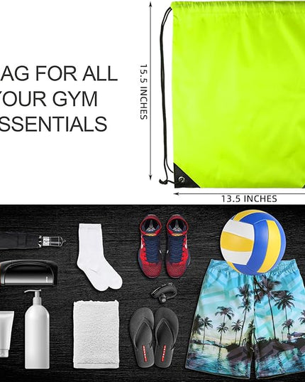 GoodtoU Drawstring Bags, Drawstring Backpack for Sport, Traveling, Team (60Pcs, Fluorescent Green)