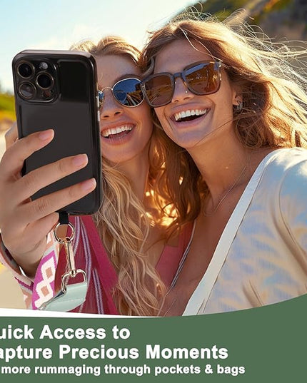 XANGNIER Clip and Go Strap for Phone with Wallet Crossbody, Phone Strap with Zippered Wallet, Adjustable Anti Theft Cellphone Lanyard for Women, Cellphone Chain Accessories Green