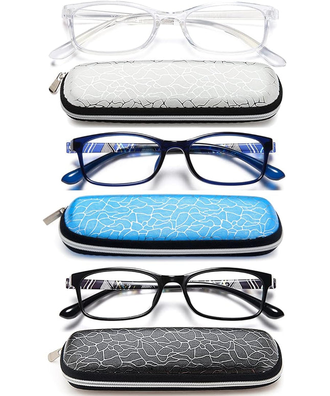 EYEURL Reading Glasses for Women-Blue Light Blocking For Men Women-3 Pack Computer Readers 0.5 Spring Hinge Anti UV Ray/Eye Strain/Glare Eyeglasses