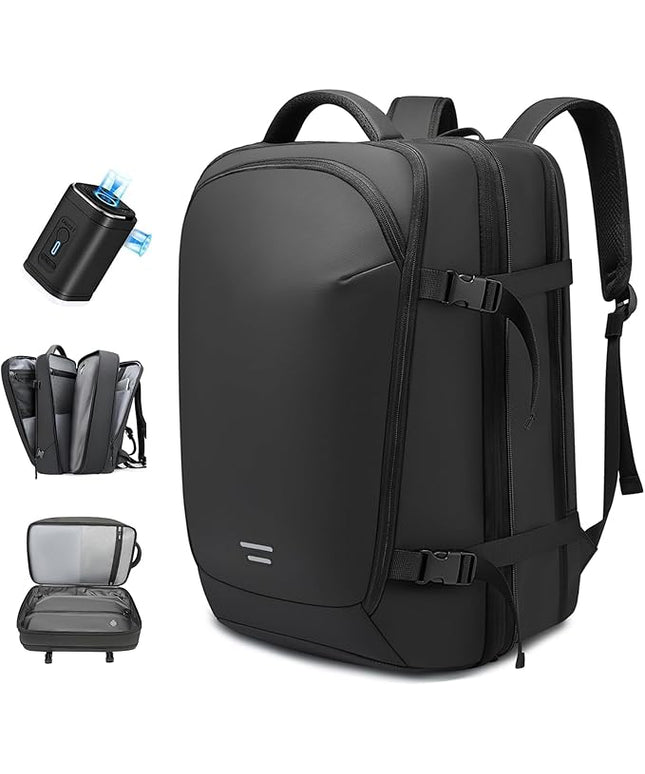 TANGCOLR Vacuum Travel Backpack with Pump for Men Women, 47L Expandable Vacpack Laptop Backpack Flight Approved with Vacuum Compression System