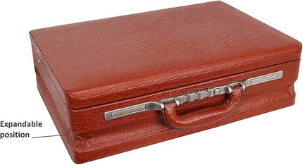 Full Grain Leather Briefcase Attache For Unisex Size L18 * W5 * H12 IN Expandable Italian Lock Briefcase