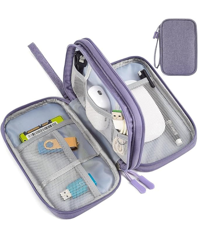Electronic Organizer Travel Cable Accessories Bag, Electronic Organizer Case, Electronic Accessories Organizer Bag for Power Bank, Charging Cords, Chargers, Mouse, USB Cable, Earphones (Purple)