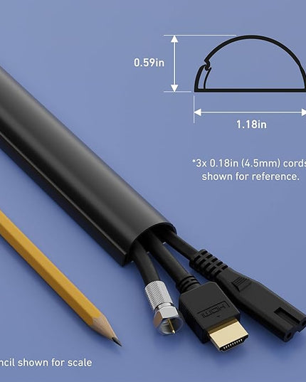 D-Line 157in Cord Cover Kit, Self-Adhesive Wire Hiders, Cable Raceway to Hide Wires on Wall, Electrical Cable Management - 10x 15.7 Lengths & 19 Accessories - 1.18" (W) x 0.59" (H) - Black