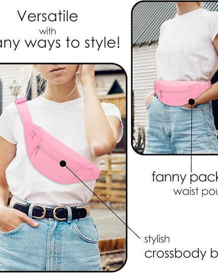MAXTOP Large Crossbody Fanny Pack with 4-Zipper Pockets,Gifts for Enjoy Sports Festival Workout Traveling Running Casual Hands-Free Wallets Waist Pack Phone Bag Carrying All Phones